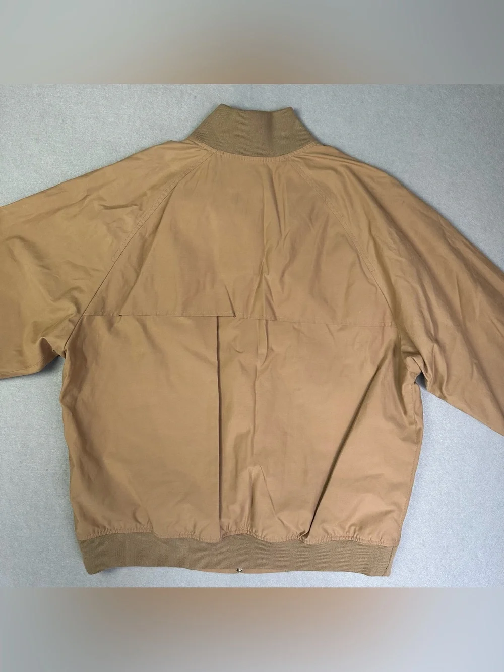 Men's Tan Bomber Jacket with Ribbed Trim